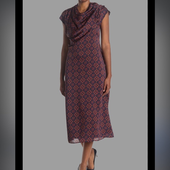 Club Monaco drape neck midi dress - Picture 1 of 12